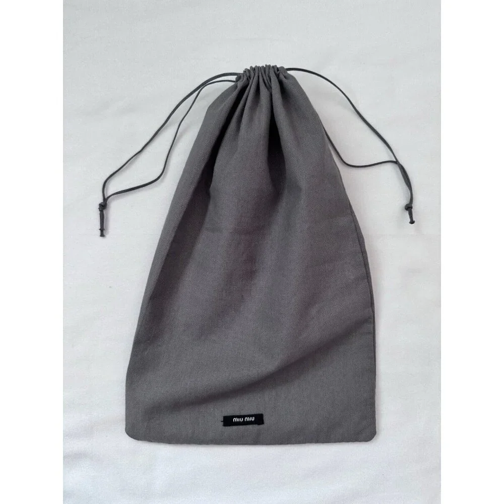 MIU MIU Dust Bag Storage Cover Pouch Drawstring Gray 14" x 8.5" - Picture 8 of 8